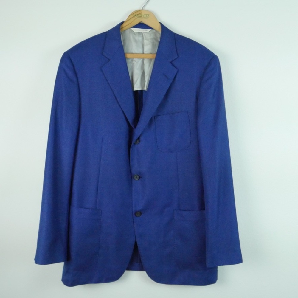 Samuelsohn Yardley 44L Blue Wool Silk Sport Coat Blazer FLAW Unstructured Soft